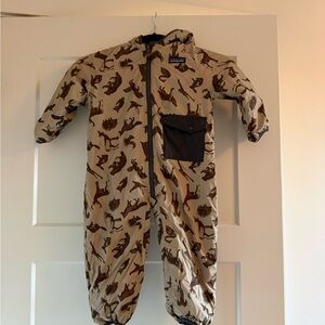 Patagonia Beige and Brown Animal-Print Kids One-Piece Snowsuit